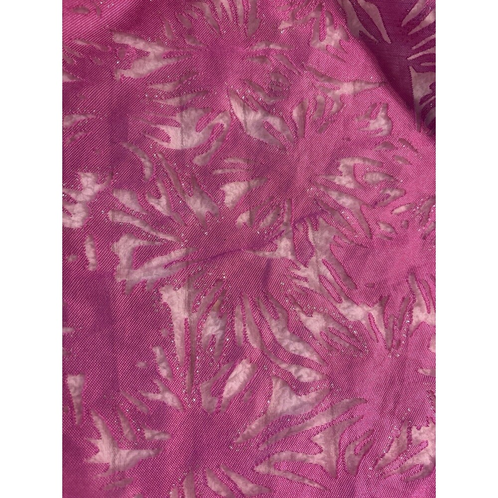 Elementz Sheer Pink Glitter Palm Short Sleeve Button Down Shirt Women’s Small